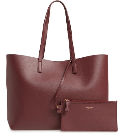 Shop Saint Laurent 'shopping' Leather Tote - Burgundy In Rouge Legion