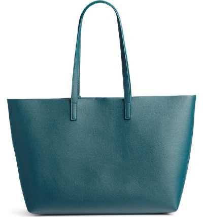 Shop Saint Laurent 'shopping' Leather Tote - Blue/green In Dark Turquoise