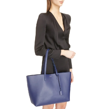 Shop Saint Laurent 'shopping' Leather Tote - Blue In Saphir