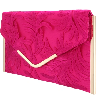 Shop Nina Embroidery Envelope Clutch Bag - Pink In Magenta