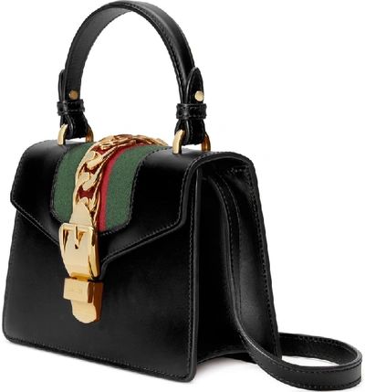 Shop Gucci Mini Top Handle Leather Shoulder Bag In 8639 Nero/vrv