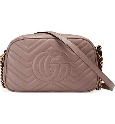 Shop Gucci Small Gg 2.0 Matelasse Leather Camera Bag In Porcelain Rose/ Porcelain Rose