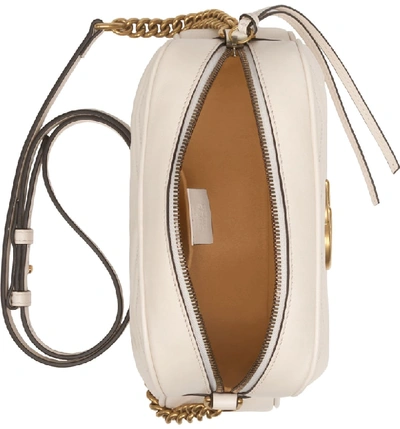 Shop Gucci Small Gg 2.0 Matelasse Leather Camera Bag In Mystic White/ Mystic White