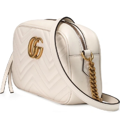 Shop Gucci Small Gg 2.0 Matelasse Leather Camera Bag In Mystic White/ Mystic White