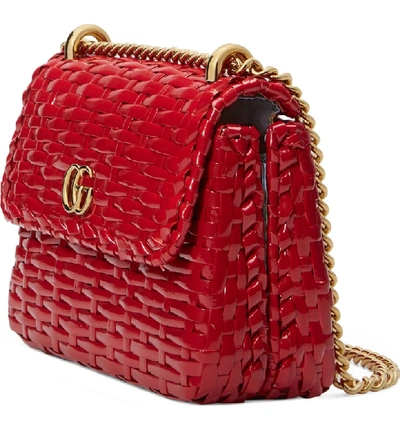 Shop Gucci Small Linea Cestino Glazed Wicker Shoulder Bag - Red In Rosso