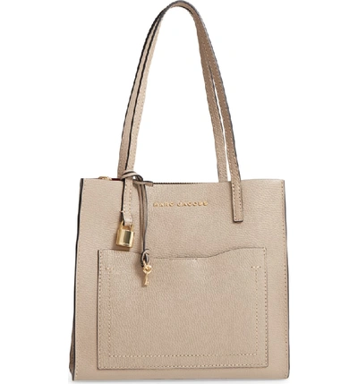 Shop Marc Jacobs The Grind Medium Leather Tote - Beige In Light Slate