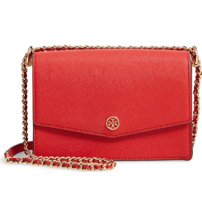 Tory Burch Mini Robinson Convertible Leather Shoulder Bag - Red In