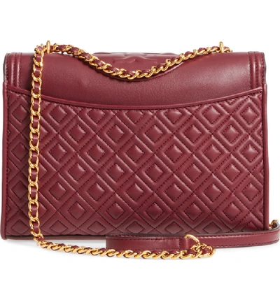 Shop Tory Burch Fleming Leather Convertible Shoulder Bag - Red In Imperial Garnet