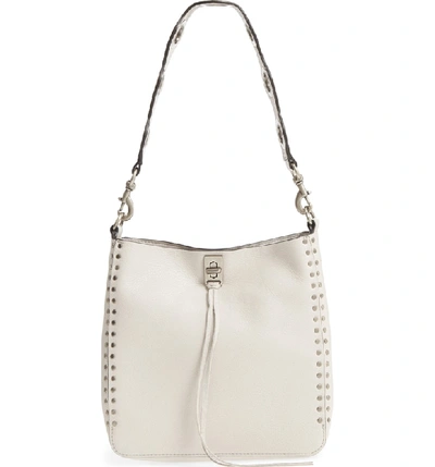 Shop Rebecca Minkoff Small Darren Deerskin Leather Feed Bag - Grey In Putty