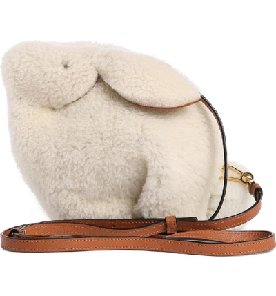 Shop Loewe Mini Bunny Fuzzy Genuine Shearling Crossbody Bag - Ivory In Natural