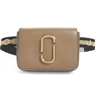 Shop Marc Jacobs Hip Shot Convertible Leather Belt Bag - Grey In French Grey Multi