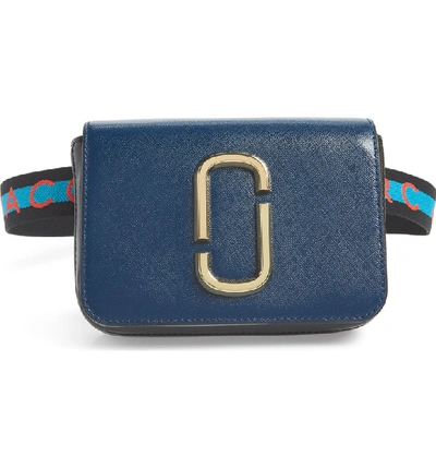 Shop Marc Jacobs Hip Shot Convertible Leather Belt Bag - Blue In Blue Sea Multi