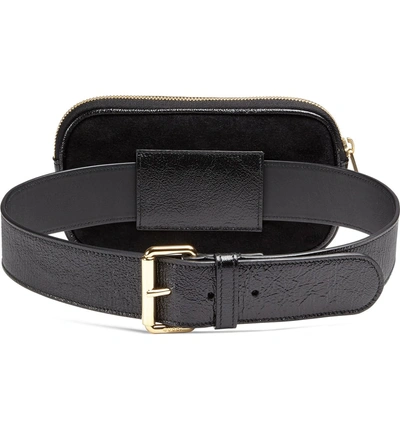 Shop Gucci Ophidia Suede & Leather Belt Bag - Black In Nero/ Vert/ Red