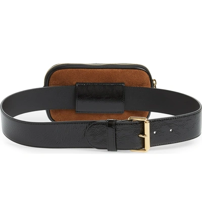 Shop Gucci Ophidia Suede & Leather Belt Bag In Nocciola/ Nero/ Vert Red Vert