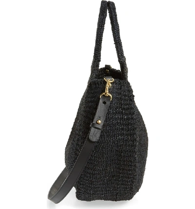 Shop Clare V Alice Woven Sisal Straw Bag In Black Woven