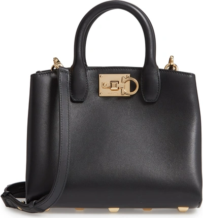 Shop Ferragamo The Mini Studio Leather Tote - Black