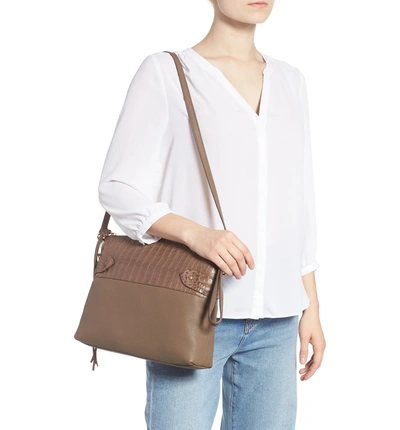 Shop Nancy Gonzalez Cristie Leather & Genuine Crocodile Satchel In Taupe