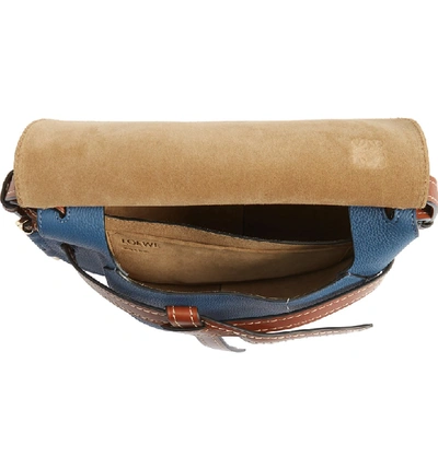 Shop Loewe Gate Small Leather Crossbody Bag - Blue In Varsity Blue/ Pecan