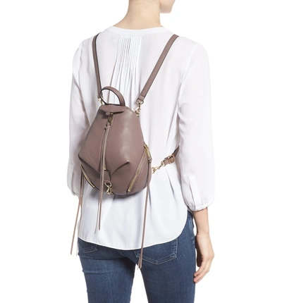 Shop Rebecca Minkoff Mini Julian Pebbled Leather Convertible Backpack - Brown In Mink