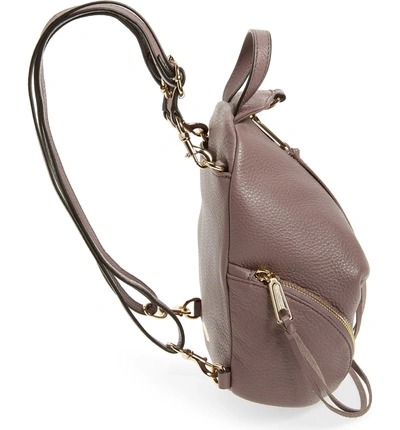 Shop Rebecca Minkoff Mini Julian Pebbled Leather Convertible Backpack - Brown In Mink