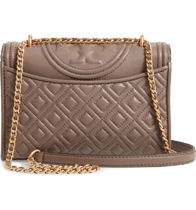 Shop Tory Burch Small Fleming Leather Convertible Shoulder Bag - Brown In Silver Maple