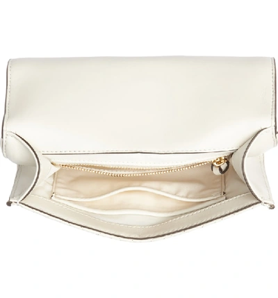 Shop Tory Burch Small Fleming Leather Convertible Shoulder Bag In Birch