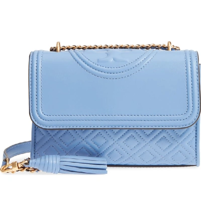 Shop Tory Burch Small Fleming Leather Convertible Shoulder Bag - Blue In Larkspur