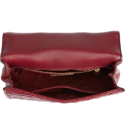 Shop Tory Burch Small Fleming Leather Convertible Shoulder Bag - Burgundy In Imperial Garnet