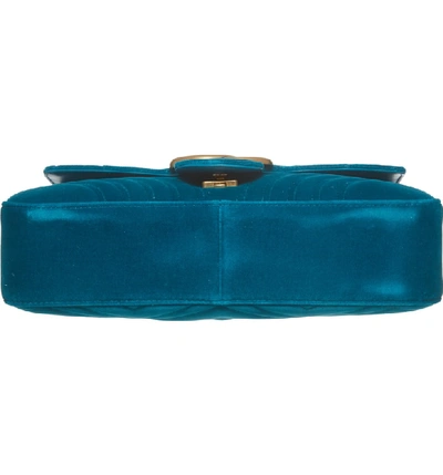 Shop Gucci Medium Gg Marmont 2.0 Matelassé Velvet Shoulder Bag In Pivone