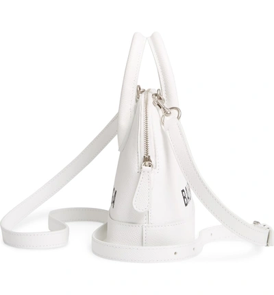 Shop Balenciaga Xxs Ville Logo Leather Crossbody Satchel - White In Blanc/ Noir