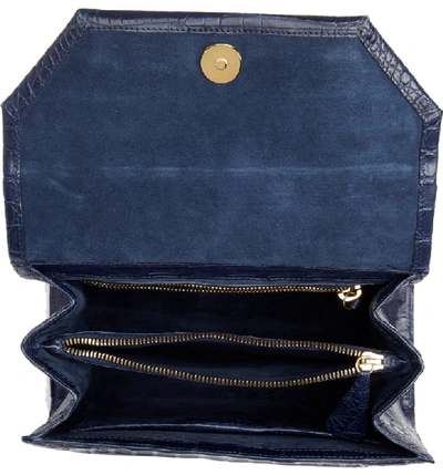 Shop Nancy Gonzalez Medium Lily Genuine Crocodile Crossbody Bag - Blue In Navy Matte