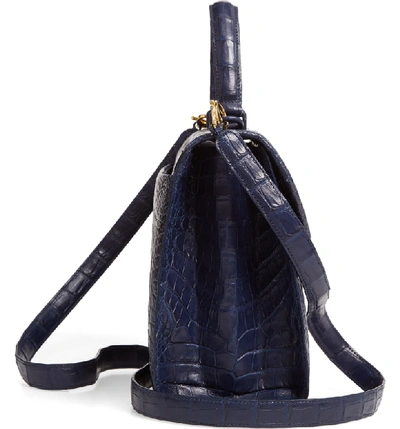 Shop Nancy Gonzalez Medium Lily Genuine Crocodile Crossbody Bag - Blue In Navy Matte