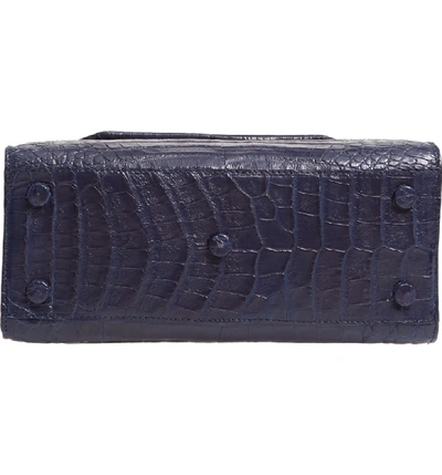 Shop Nancy Gonzalez Medium Lily Genuine Crocodile Crossbody Bag - Blue In Navy Matte