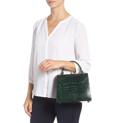 Shop Nancy Gonzalez Medium Lily Genuine Crocodile Crossbody Bag - Green In Kelly Green Shiny