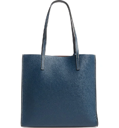 Shop Marc Jacobs The Grind East/west Leather Shopper - Blue In Blue Sea