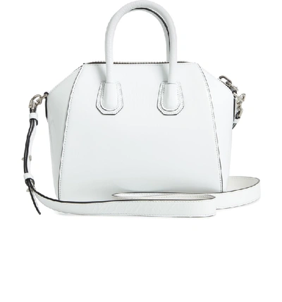 Shop Givenchy Mini Antigona Patent Leather Satchel - White