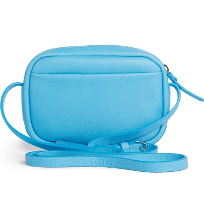 Shop Balenciaga Extra Small Kittens Calfskin Leather Camera Bag - Blue In Bleu Turquoise/ Noir