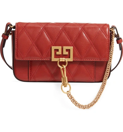 Shop Givenchy Mini Pocket Quilted Convertible Leather Bag - Brown In Terracotta