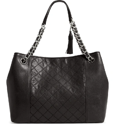 Shop Tory Burch Fleming Distressed Leather Tote - Black
