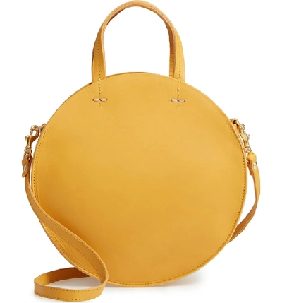 Clare V Petit Alistair Leather Circular Crossbody Bag - Yellow In Marigold