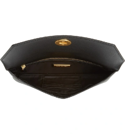 Shop Tory Burch Kira Leather Envelope Clutch In Black