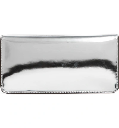 Shop Tory Burch Kira Leather Envelope Clutch - Metallic In Mirror Metallic Silver