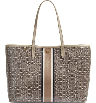 Tory Burch Gemini Link Coated Canvas Tote - Metallic In French Grey ...