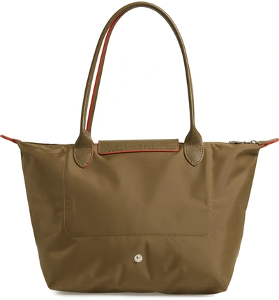 Shop Longchamp Le Pliage Club Medium Shoulder Tote - Brown In Khaki
