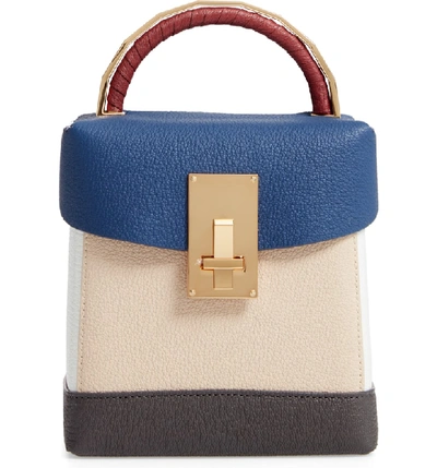 Shop The Volon Basic Alice Leather Box Bag - Blue In Navy/ Ivory