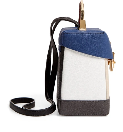 Shop The Volon Basic Alice Leather Box Bag - Blue In Navy/ Ivory