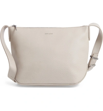 Shop Matt & Nat Large Sam Faux Leather Crossbody Bag - Grey In Cement