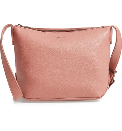 Shop Matt & Nat Large Sam Faux Leather Crossbody Bag - Pink In Clay