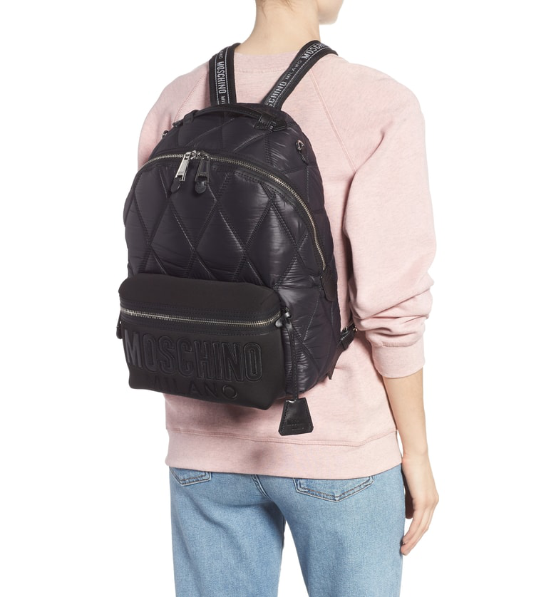 moschino quilted nylon backpack