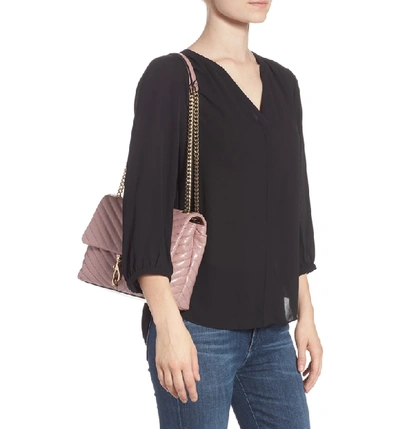 Shop Rebecca Minkoff Edie Flap Front Leather Shoulder Bag - Brown In Mink